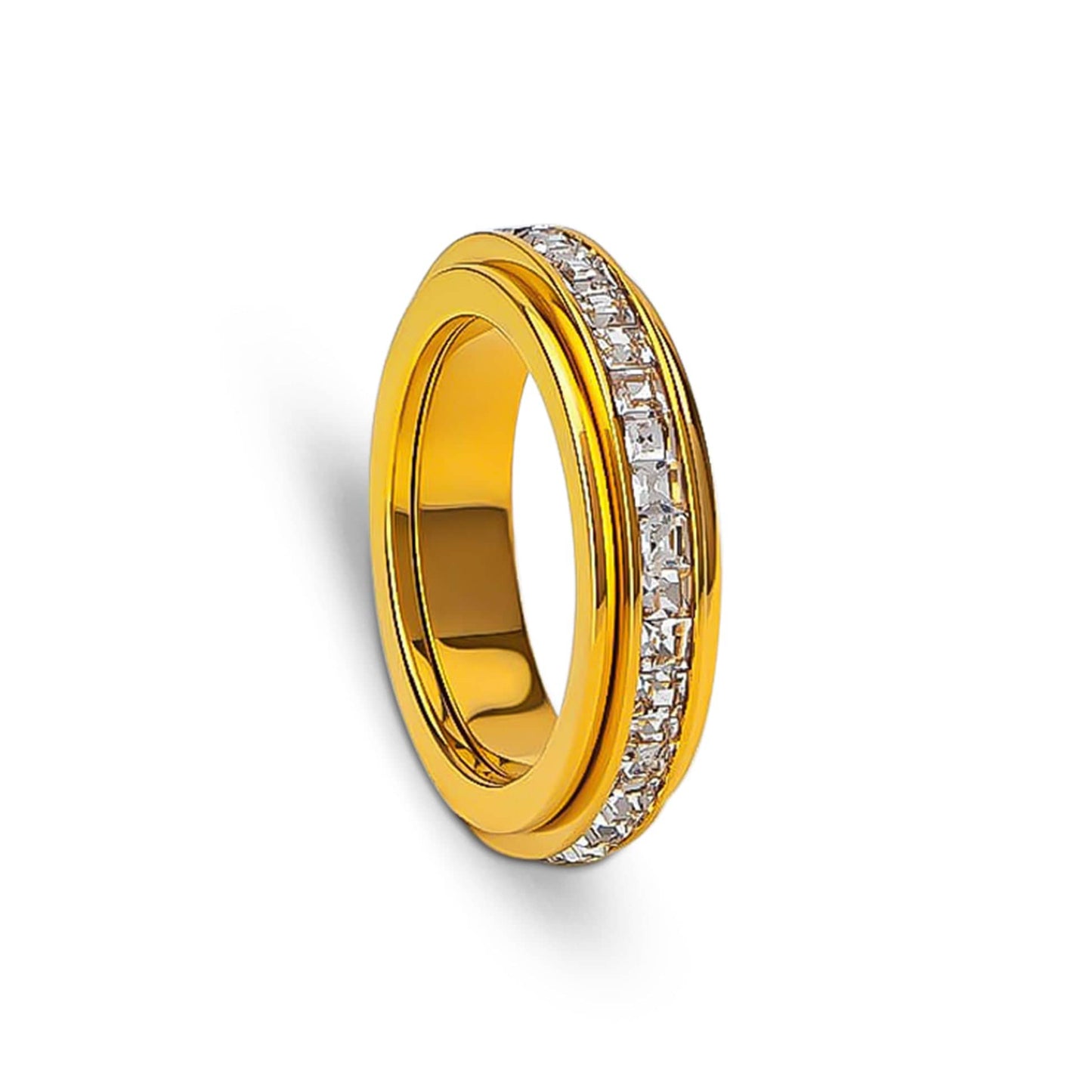 The Essence Collection Mindful Rings - Gold Plated Sterling Silver Fidget Rotating Spinner Ring