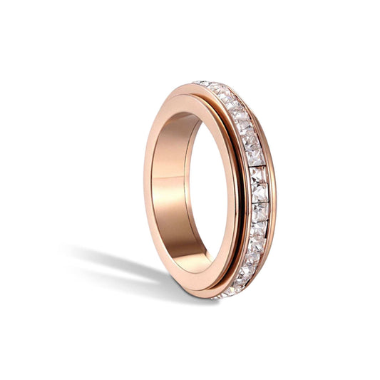 The Essence Collection Mindful Rings - Rose Gold Sterling Silver Fidget Rotating Spinner Ring - Mindful Rings