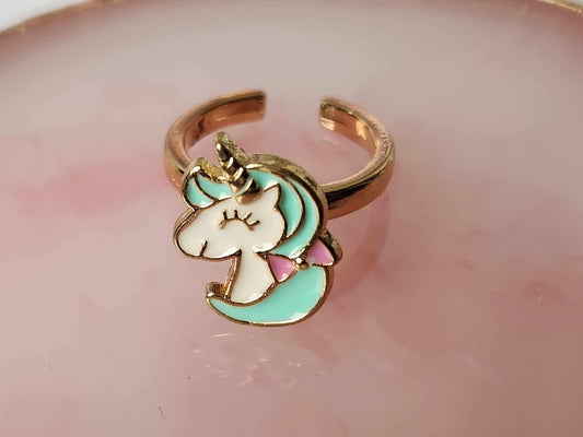 The Olivia - White and Blue Unicorn Kids Fidget Spinner Ring - Mindful Rings