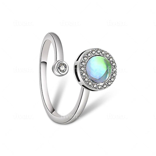 The Opalite Collection - Sterling Silver Blue Opalite Fidget Spinner Ring