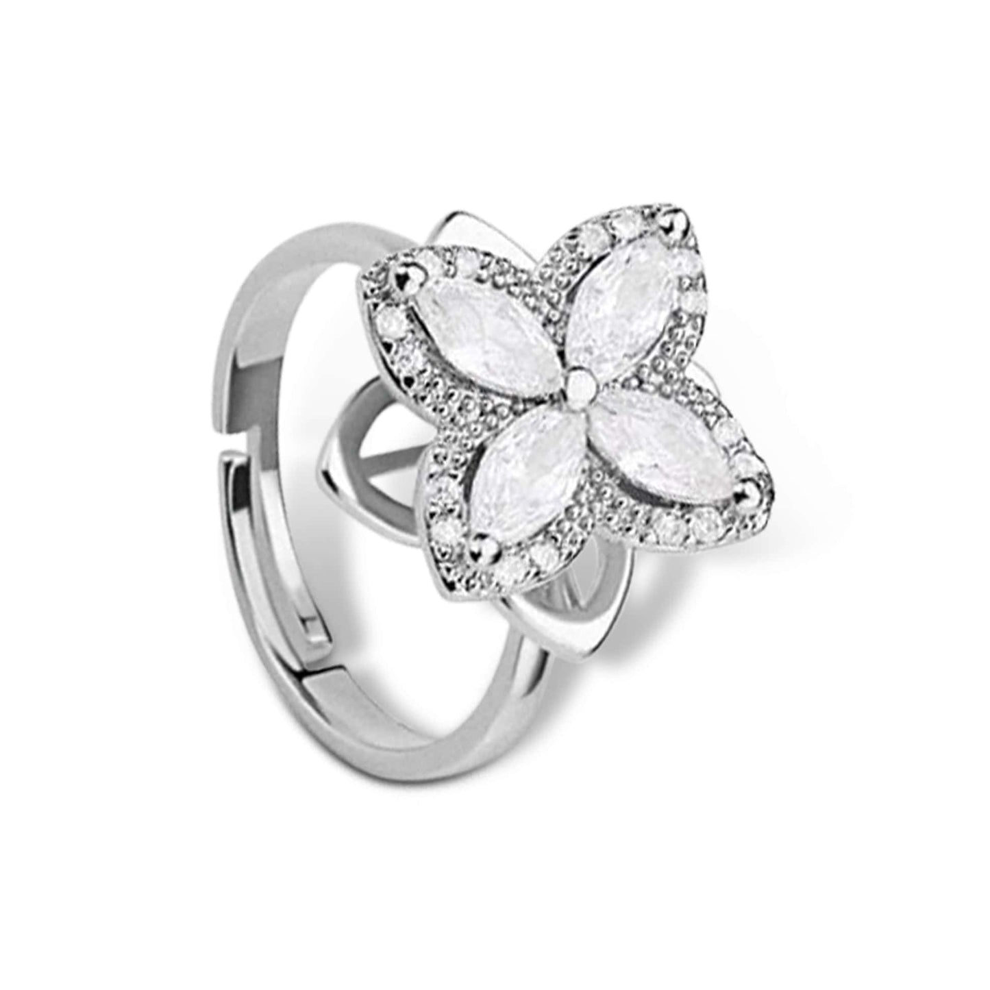 Gold Plated The Present Collection - Daisy Cz Gem Fidget Spinner Ring