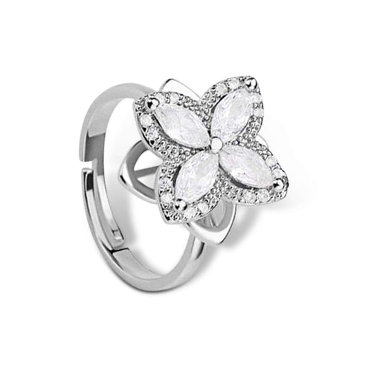 Gold Plated The Present Collection - Daisy Cz Gem Fidget Spinner Ring - Mindful Rings