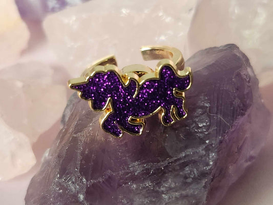 The Rylie - Glitter Purple Unicorn Fidget Spinner Rings - Mindful Rings