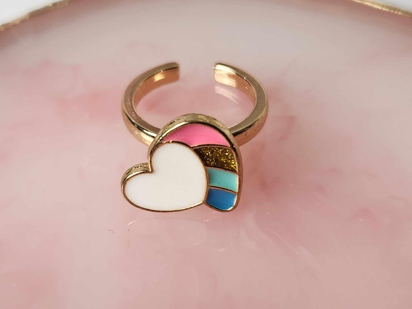 The Sarah - White Love Heart Kids Fidget Spinner Ring