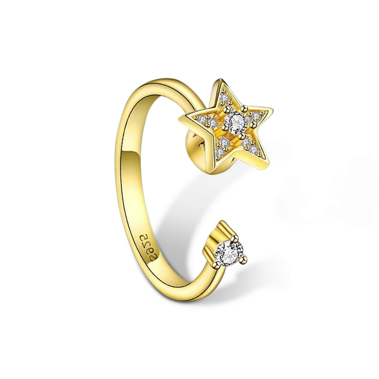 The Starlight Collection Mindful Rings - Gold Plated Sterling Silver Fidget Spinner Ring