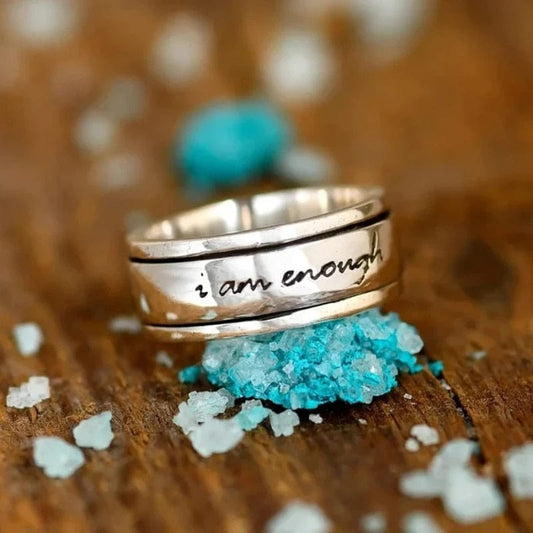 Affirmation Collection I am Enough Thick Ring - Rotating Anxiety Relief Jewellery - Mindful Rings