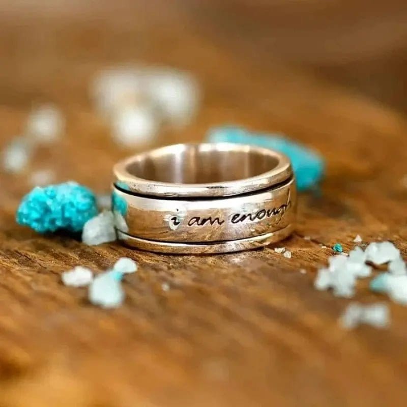 Affirmation Collection I am Enough Thick Ring - Rotating Anxiety Relief Jewellery - Mindful Rings