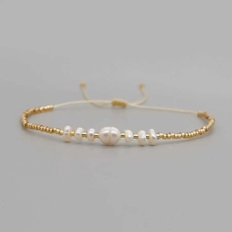 Dainty Thin Gold Plated Pearls Bead Bracelet - Anxiety Relief Jewellery - Mindful Rings