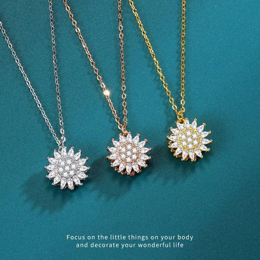 The Balance Collection - Spinning Necklace Sunflower Pendant - Mindful Rings