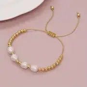 French 14k Gold Plated Stainless Steel Dainty Pearl Bead Bracelet - Anxiety Relief Jewellery (Copy) - Mindful Rings