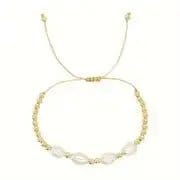 French 14k Gold Plated Stainless Steel Dainty Pearl Bead Bracelet - Anxiety Relief Jewellery (Copy) - Mindful Rings