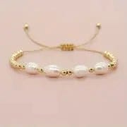 French 14k Gold Plated Stainless Steel Dainty Pearl Bead Bracelet - Anxiety Relief Jewellery (Copy) - Mindful Rings