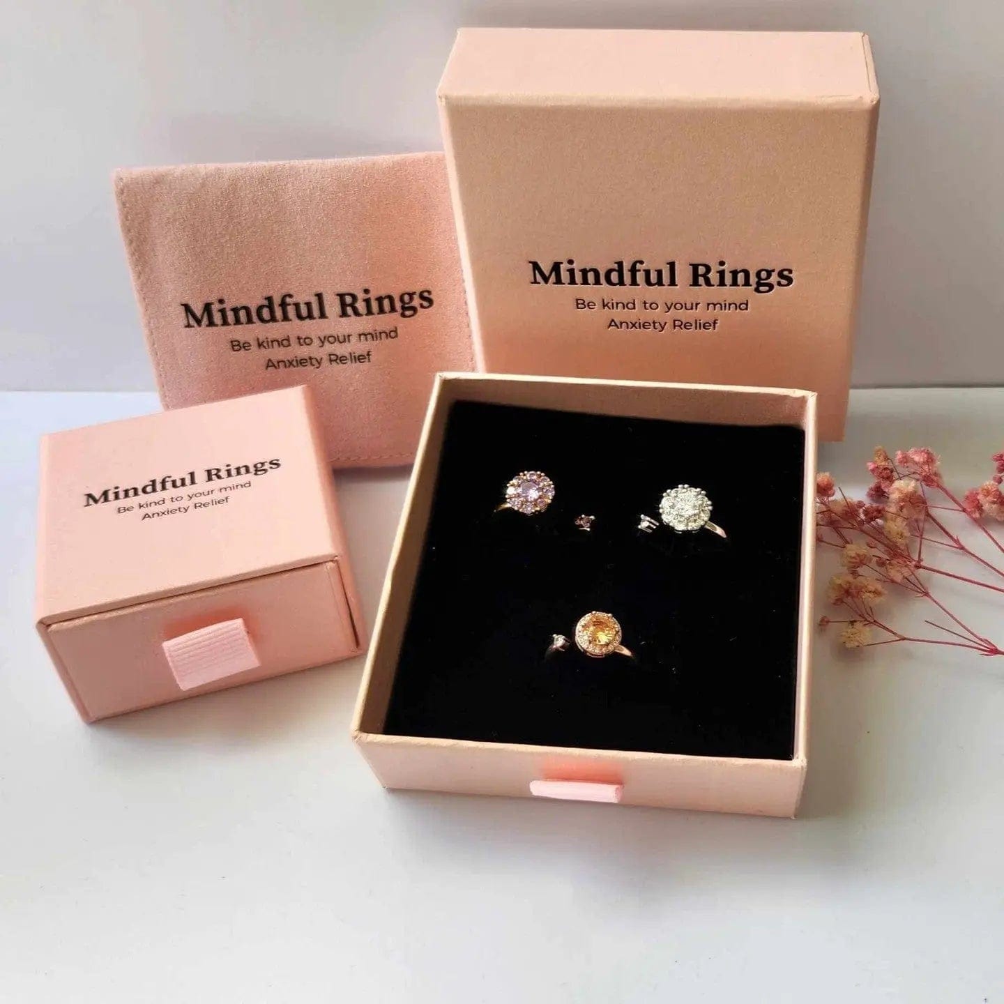 Gold Plated Mindful Fidget Star and Moon Ring Silver - Mindful Rings