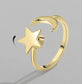 Gold Plated Mindful Fidget Star and Moon Ring Silver - Mindful Rings