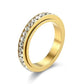 Gold Plated Single Line Gem Essential Ring - Rotating Fidget Anxiety Ring - Mindful Rings