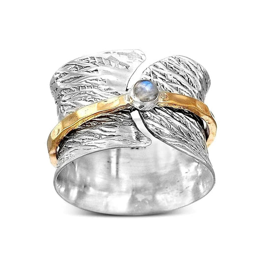 Meditation Spinner Ring - Golden Opal Fidget Anxiety Ring - Mindful Rings