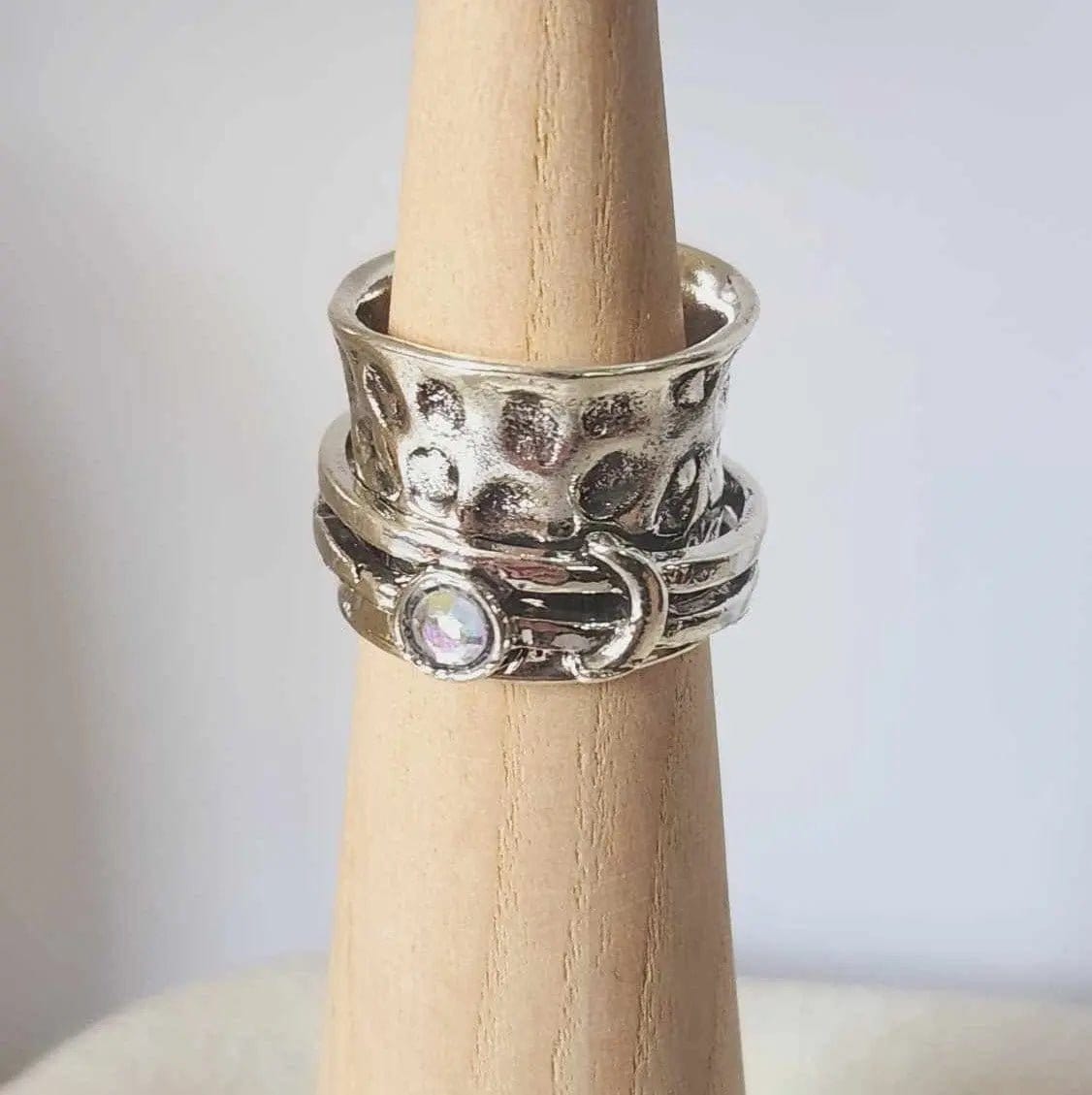 Meditation Spinner Ring - Moon and Stars Fidget Anxiety Ring - Mindful Rings