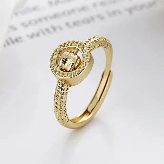 Mental Health Matters Bead Gold Plated Ring - Spinning Rotating Fidget Anxiety Ring - Mindful Rings