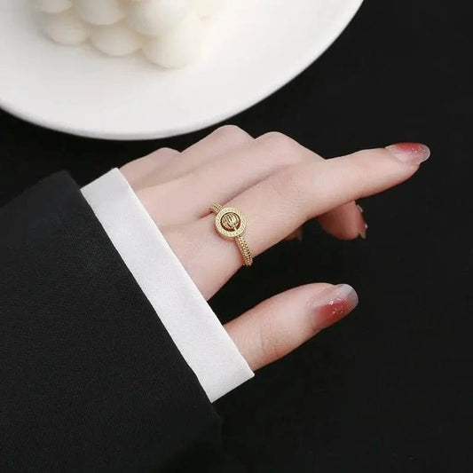 Mental Health Matters Bead Gold Plated Ring - Spinning Rotating Fidget Anxiety Ring - Mindful Rings