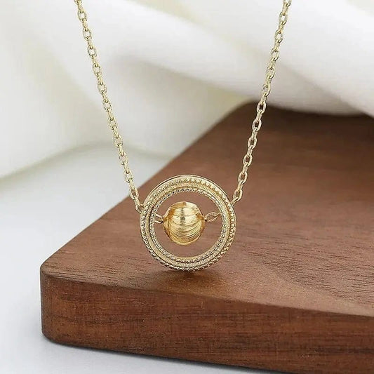 Mental Health Matters - Minimal Dainty Gold Plated Ball Necklace Spinning - Mindful Rings