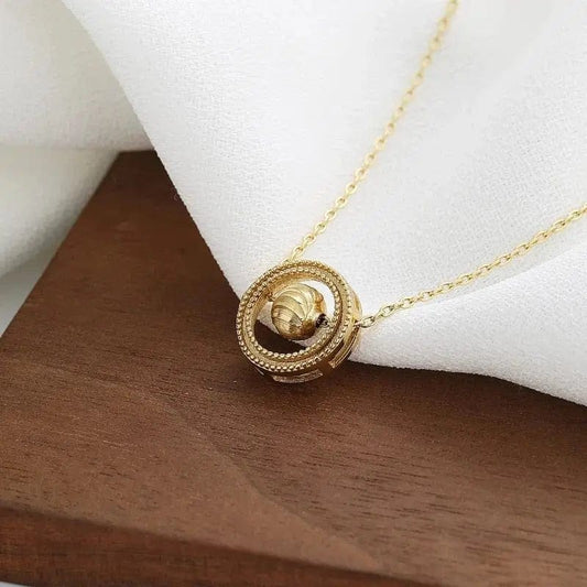 Mental Health Matters - Minimal Dainty Gold Plated Ball Necklace Spinning - Mindful Rings