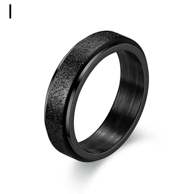 6mm Frosted Glitter Titanium Rotating Ring - Black.