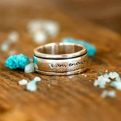 Mindful Rings Anxiety Ring Affirmation Collection I am Enough Thick Ring - Rotating Anxiety Relief Jewellery