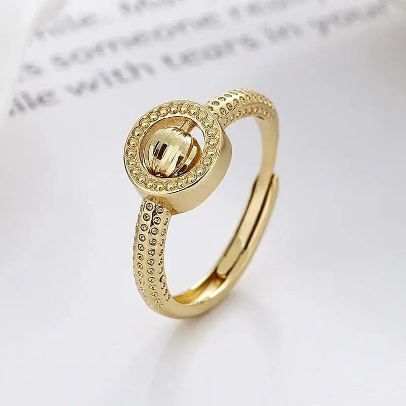 Mindful Rings Anxiety Ring Mental Health Matters Bead Gold Plated Ring  -  Spinning Rotating Fidget Anxiety Ring