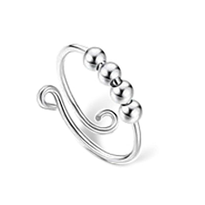 Mindful Rings Anxiety Ring Minimalist 4 Bead - Silver Fidget Anxiety Ring