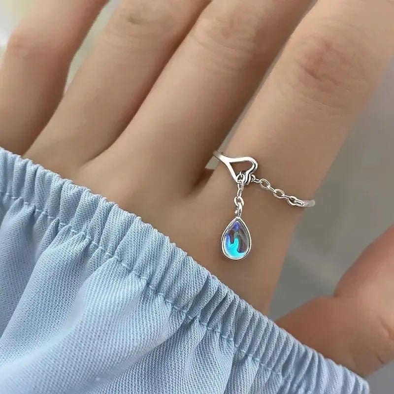 Moonstone Tear Drop Love Heart Ring  -  Fidget Anxiety Ring.