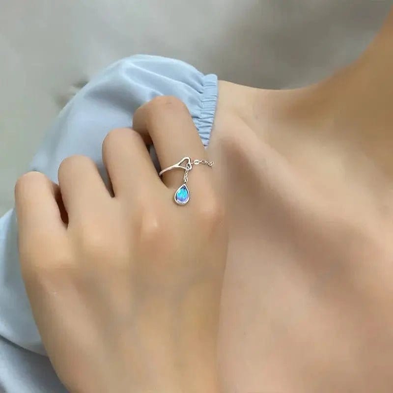 Mindful Rings Anxiety Ring Moonstone Tear Drop Love Heart Ring  -  Fidget Anxiety Ring