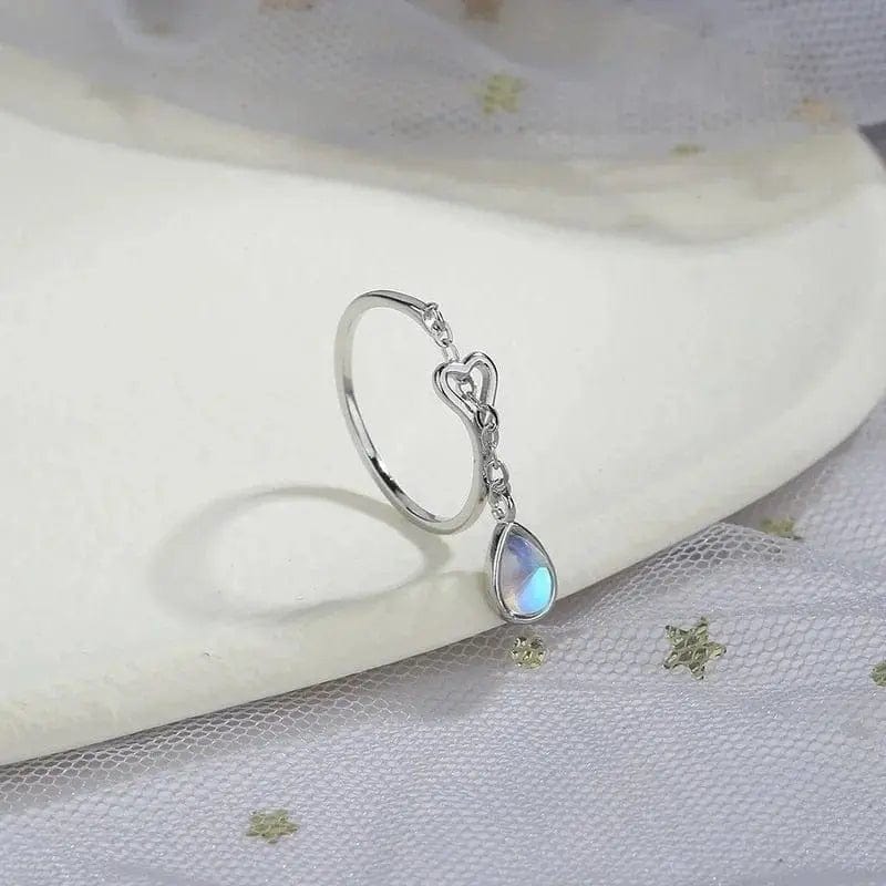 Mindful Rings Anxiety Ring Moonstone Tear Drop Love Heart Ring  -  Fidget Anxiety Ring