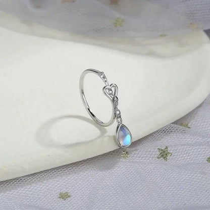 Moonstone Tear Drop Love Heart Ring  -  Fidget Anxiety Ring.