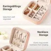 Portable Jewellery Organizer - Travel-Friendly Ring, Necklace, and Earring Storage Box Pink.