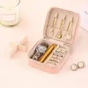 Portable Jewellery Organizer - Travel-Friendly Ring, Necklace, and Earring Storage Box Pink.