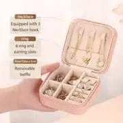 Portable Jewellery Organizer - Travel-Friendly Ring, Necklace, and Earring Storage Box Pink.