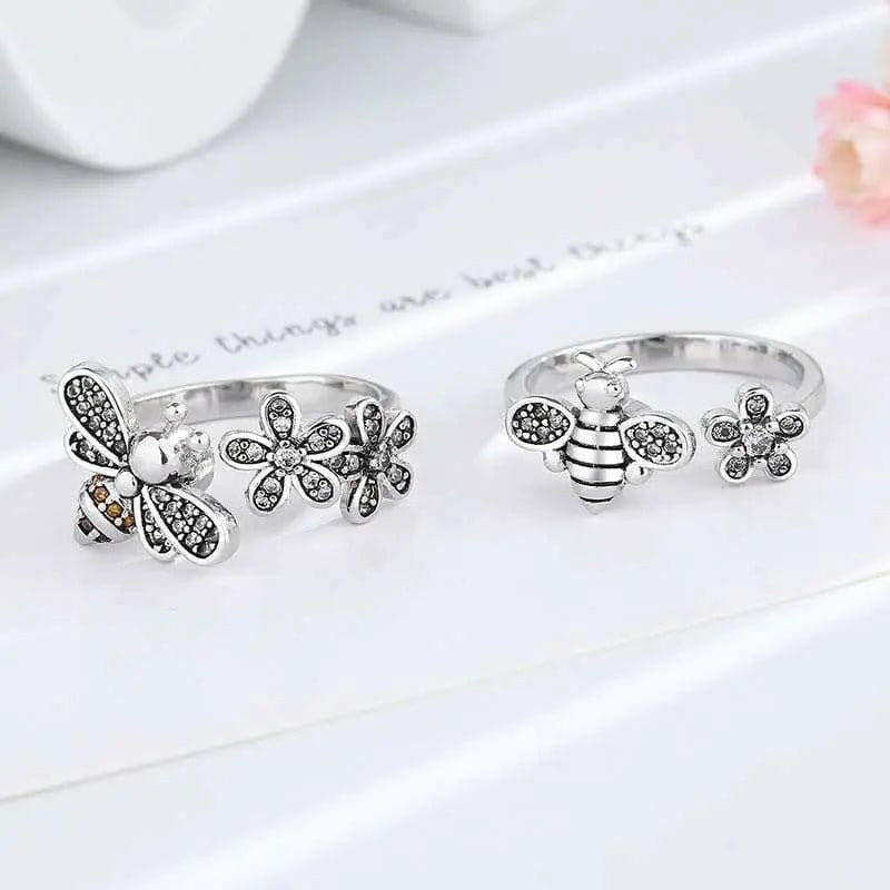 Mindful Rings Anxiety Ring Single Flower Bumble Bee Spinning Ring -  Fidget Anxiety Ring