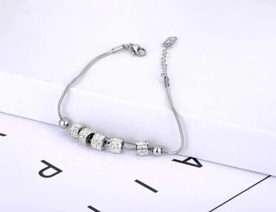 Mindful Rings Anxiety Necklace Stainless Steel 5 Cz Bead Bracelet -  Anxiety Relief Jewellery