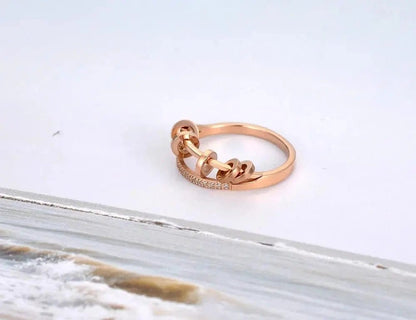 Mindful Rings Anxiety Ring Stainless Steel Mosaic Rhinestone Geometry Circle Ring - Rose Gold