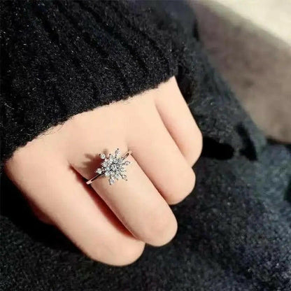 Stainless Steel Snow Flake Ring  -  Spinning Fidget Anxiety Ring.