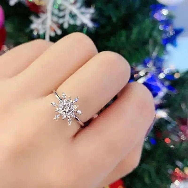 Stainless Steel Snow Flake Ring  -  Spinning Fidget Anxiety Ring.