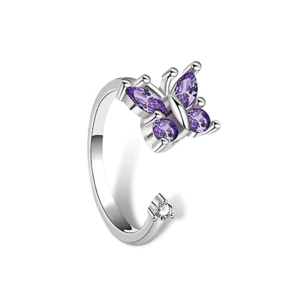 Mindful Rings Anxiety Ring Adjustable Size - One Size The Awakened Collection Mindful Rings - Purple Butterfly Fidget Spinner Ring