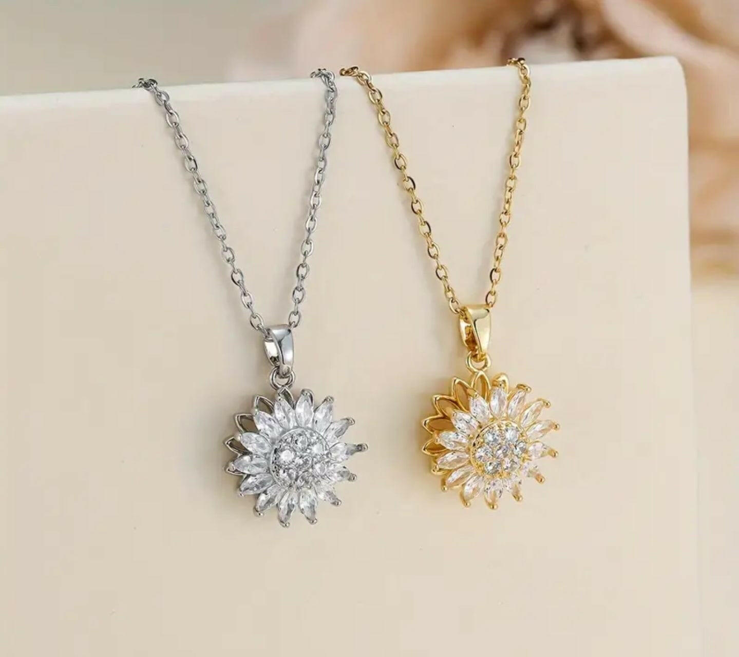 Mindful Rings Anxiety Necklace The Balance Collection - Spinning Necklace Sunflower Pendant