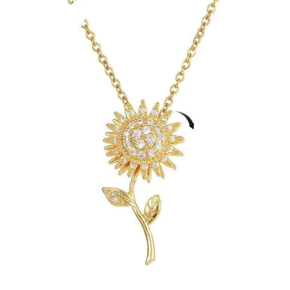 Mindful Rings Anxiety Necklace The Centered Collection - Spinning Necklace Sunflower Gold Plated