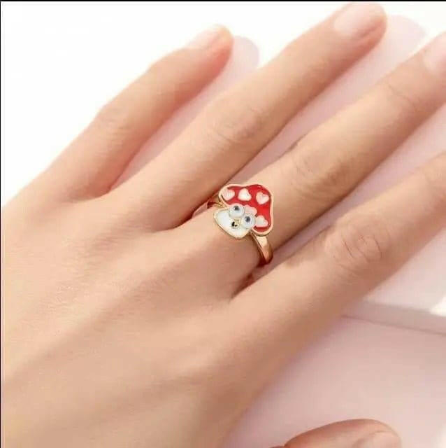 Mindful Rings Anxiety Ring The Chloe - Red Mushroom Kids Fidget Spinner Ring