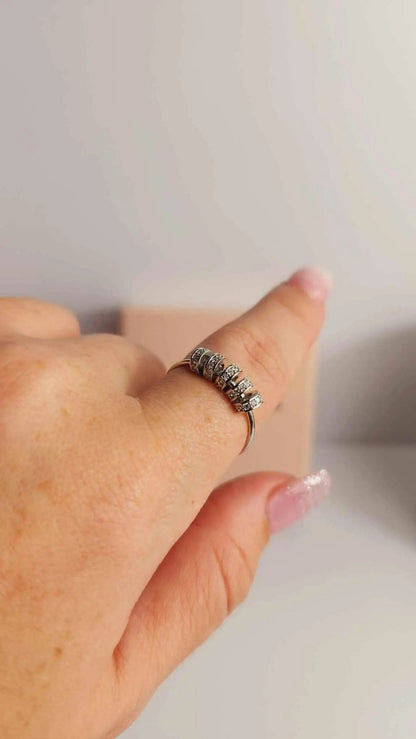 Mindful Rings Anxiety Ring Adjustable Size - One Size Fits All The Embrace Collection - Silver Fidget Spinner Ring