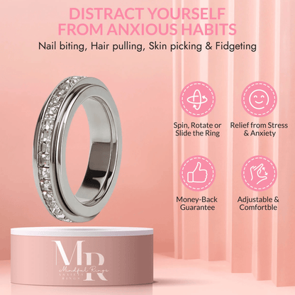 Mindful Rings Anxiety Ring The Essence Collection Mindful Rings - Sterling Silver Fidget Rotating Spinner Ring