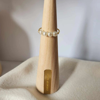 Mindful Rings Anxiety Ring Adjustable Sizing - Fits Most Fingers The Gold Plated - White Faux Pearl Fidget Anxiety Ring