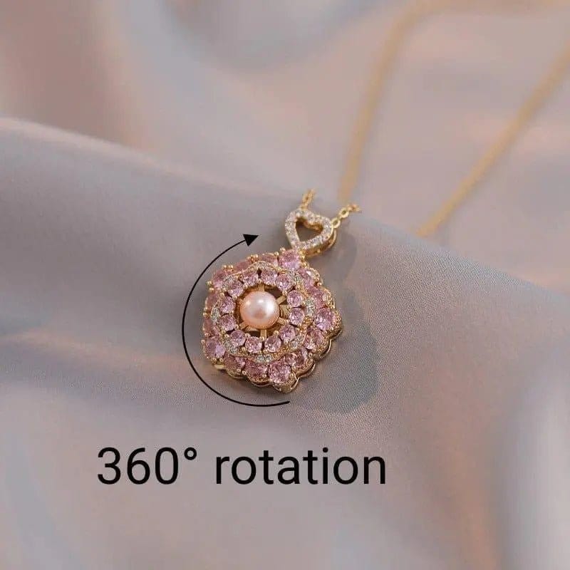 Mindful Rings Anxiety Necklace The Intention Collection - Spinning Necklace Pink Gem Pendant