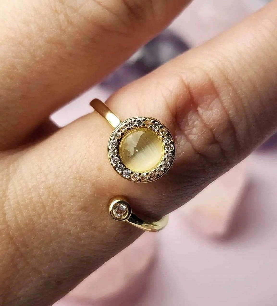 Mindful Rings Anxiety Ring Adjustable Size - One Size Fits All The Moonstone Collection - Gold Plated Moonstone Fidget Spinner Ring